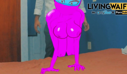 Imposter doggystyled Blue Beauty from Among Us in anime porn