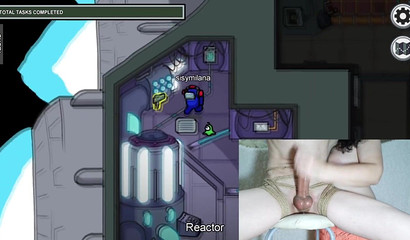 Busty Streamer Jerks Tied Up Boyfriend's Dick While Playing Among Us