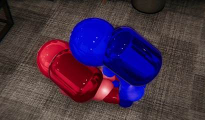 Blue and Red characters Among us fuck each other with futanari dicks