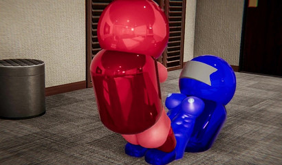 Blue and Red characters Among us fuck each other with futanari dicks