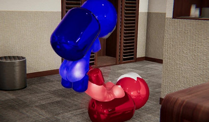 Blue and Red characters Among us fuck each other with futanari dicks