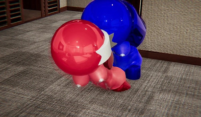 Blue and Red characters Among us fuck each other with futanari dicks