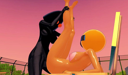 Black futanari cock fucks busty green chick from Among us