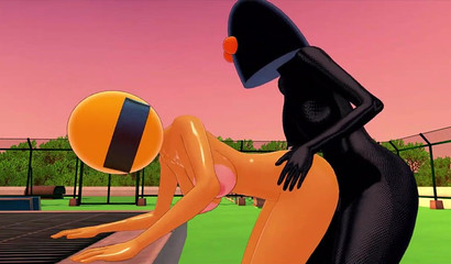 Black futanari cock fucks busty green chick from Among us