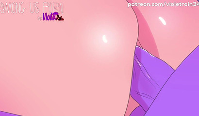 Purple imposter from the game Among us fucks sexy pink chick in the ass