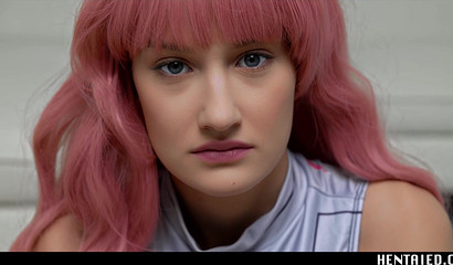 Cosplayer girl caught ahegao orgasm from masturbation on the floor