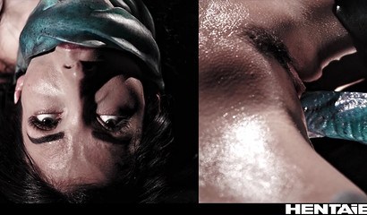 Kidnapped girl with big tits fucks with an alien