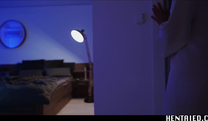 Alien with tentacles fucks busty girl hard in the bedroom