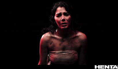 A scary monster brutally rapes a girl kidnapped from Earth