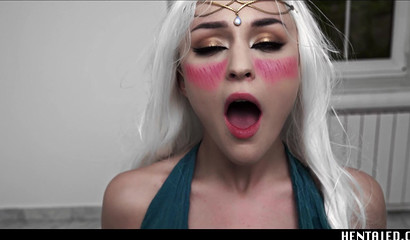 Elf cosplayer Alya Stark has ahegao orgasm while masturbating