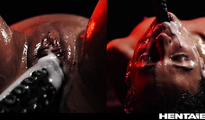 A horrible monster raped a girl and filled her vagina with mucus