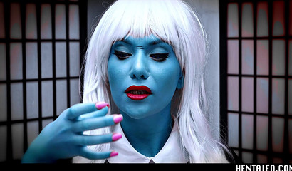 Busty avatar girl has ahegao orgasm while masturbating