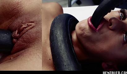 The alien invader of the Earth fucks a sexy girl with tentacles