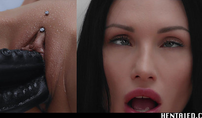 Scary tentacles fuck a brunette with big tits