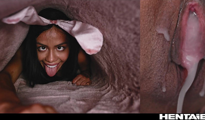 Rabbit girl experienced ahegao orgasm from fucking with a monster