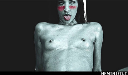 Ahegao vivid orgasm with girl dripping mucus