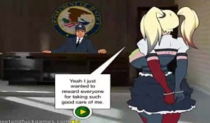 Cartoon Harley Quinn sucks Poison Ivy futanari and fucks other heroes