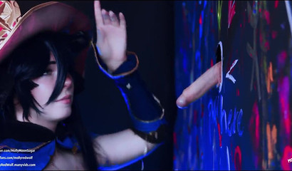 Русский порно косплей от MollyRedWolf на астролога Мону из Genshin Impact