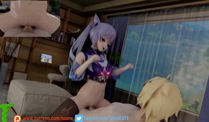 3d porn Genshin Impact with a girl riding a dick Keqing