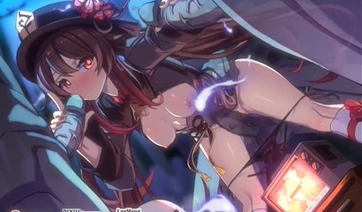 Three dicks fucked cartoon bitch Hu Tao, hentai orgy Genshin Impact