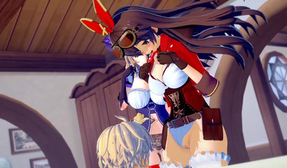 Hentai orgia Genshin Impact con due ragazze Ambra e Lisa