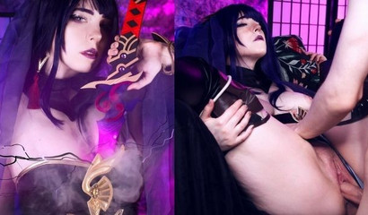 I'll suck the juices out of your dick! Russian porn cosplay on the character Raiden Shougun