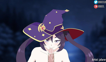 Polla llena de semen de la vagina de las niñas Mona, hentai porno genshin impacto