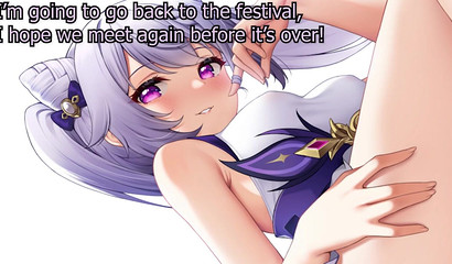 Hentai girl Keqing seduces with sexy legs in stockings