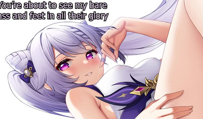 Hentai girl Keqing seduces with sexy legs in stockings