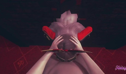 Charming brunette Amber sucks your dick, 3d porn from the first person Genshin Impact