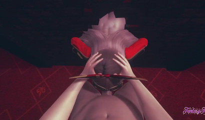 Charming brunette Amber sucks your dick, 3d porn from the first person Genshin Impact