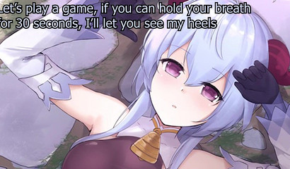 Cute baby Ganyu demonstrates a shaved pussy in a XXX cartoon