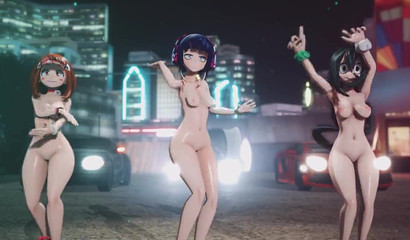 Naked girls from Genshin Impact dance on the street