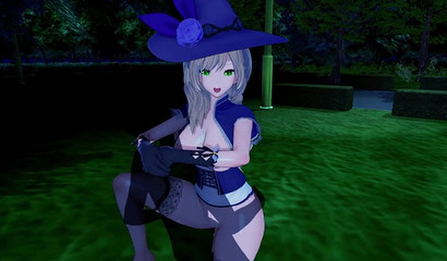 Lisa from Genshin Impact jerks off with tits and fucks on the street with a stranger