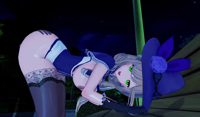 Lisa from Genshin Impact jerks off with tits and fucks on the street with a stranger