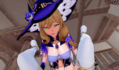 Futa MILF Lisa makes to masturbate and suck her big dick