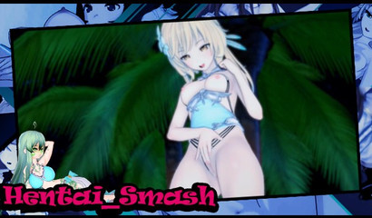 Beautiful blonde Lumin caresses herself with her fingers on the beach