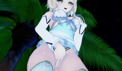 Beautiful blonde Lumin caresses herself with her fingers on the beach