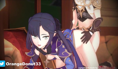 3D sex with Genshin Impact heroines in XXX cartoon compilation