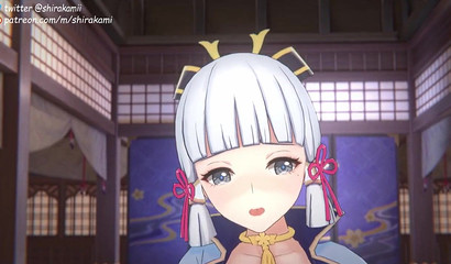 Slender anime girl Kamisato Ayaka gets cum in her pussy