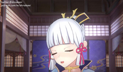 Slender anime girl Kamisato Ayaka gets cum in her pussy