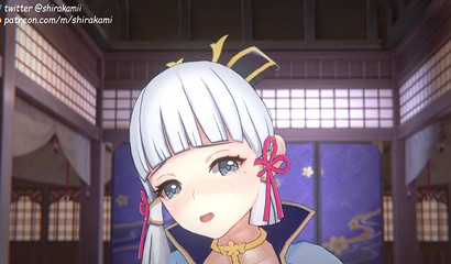 Slender anime girl Kamisato Ayaka gets cum in her pussy