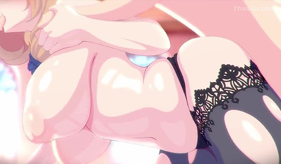 Hot sex of cartoon blonde Lisa with guy Aether from the game Genshin Impact