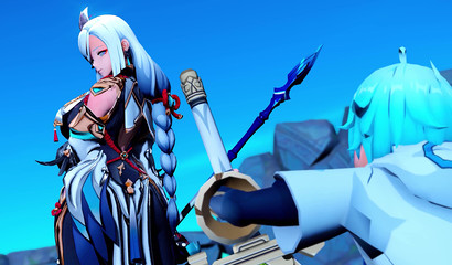 3d blonde Shenhe fucked hard in pussy, porn cartoon Genshin Impact