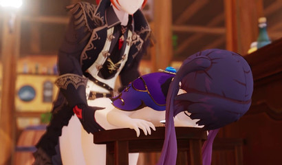 Hot foot job performed by charming 3d girl Mona