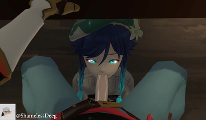 Gay Venti sweetly sucks dick and cums, porn cartoon from the first person