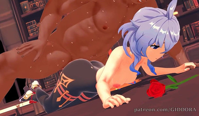 Linda chica Ganyu violada en la biblioteca