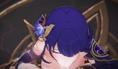 Hot blowjob from the blue-haired bitch Raiden from the famous video game Genshin Impact