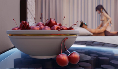 Cartoon 3d sex in the pose of a rider with a blue-haired whore Mona