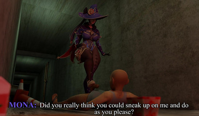 女性统治！ 情妇蒙娜丽莎羞辱一个奴隶在3d色情Genshin影响